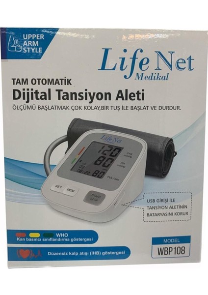 Dijital Life Net Tansiyon Aleti Koldan Ölçer Dijital Hafızalı Model WBP108