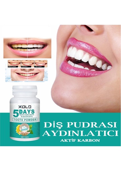 Diş Beyazlatma Tozu Aktif Karbon 50 gr Tooth Powder 5 Days Usa