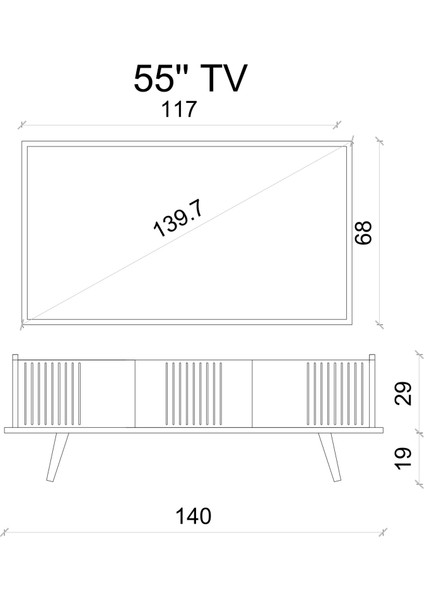 Spica Safir Meşe Rengi Mdf 3 Kapaklı Ahşap Ayaklı 140 cm Tv Ünitesi