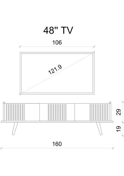 Spica Safir Meşe Rengi Mdf 3 Kapaklı Ahşap Ayaklı 160 cm Tv Ünitesi