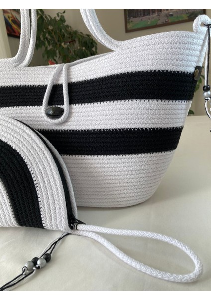 Bailey 2li Takım Plaj Çantası , El Çantası Clutch, Totebag, Kadın Çanta, Yazlık, Hediyelik, hasır Jüt Tress