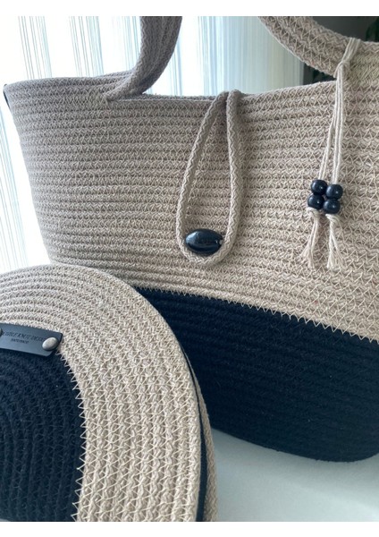 Bailey 2li Takım Plaj Çantası , El Çantası Clutch, Totebag, Kadın Çanta, Yazlık, Hediyelik, hasır Jüt Tress