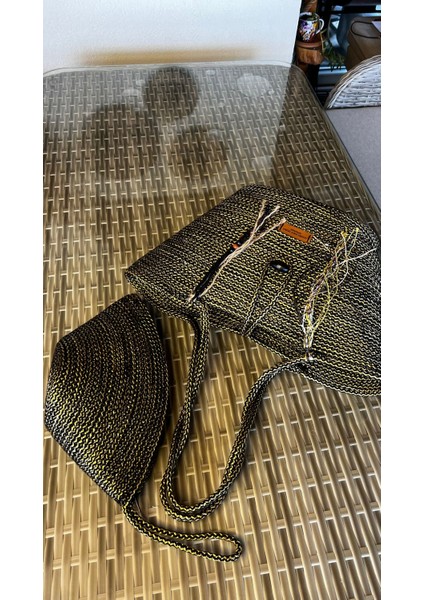Bailey 2li Takım Plaj Çantası , El Çantası Clutch, Totebag, Kadın Çanta, Yazlık, Hediyelik, hasır Jüt Tress modelleri