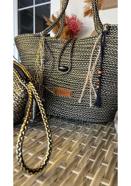 Bailey 2li Takım Plaj Çantası , El Çantası Clutch, Totebag, Kadın Çanta, Yazlık, Hediyelik, hasır Jüt Tress indirimleri