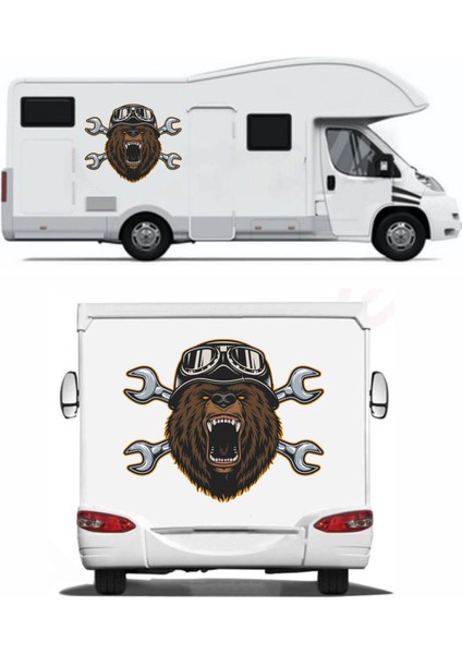 Motorcu Motosiklet Tamirci Ayı Araba Oto Motosiklet Sticker 01849 modelleri