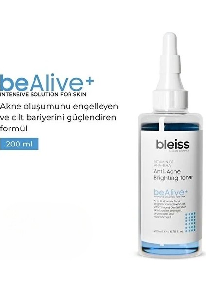 | beAlive+ Akne Karşıtı ve Cilt Bariyer Onarıcı Tonik