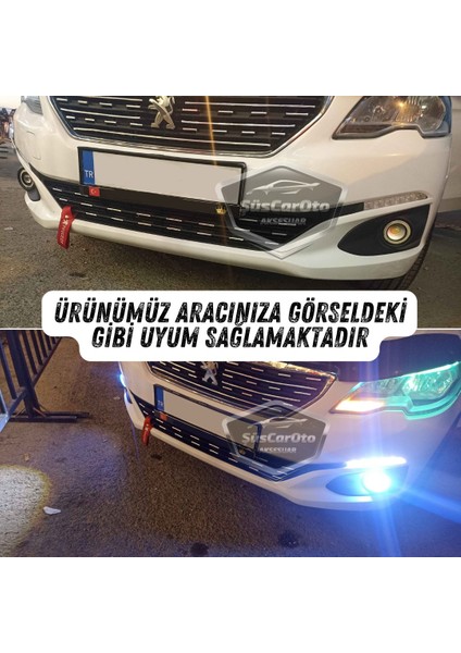 Peugeot 301 2012-2021 Uyumlu Üniversal Mercekli Angel Sis Farı Metal Su Geçirmez 76 mm Beyaz Halkalı Gündüz Farı Angel Eyes 2 Adet modelleri