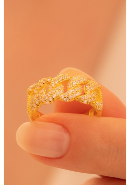 Kadın Gümüş Yüzük - 22 Ayar Gerçek Altın Kaplama (Kararmaz) Taşlı Gurmet Model Gümüş Yüzük modelleri