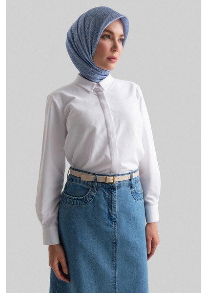 Manşeti Logolu Basic Gömlek 24Y3522 Beyaz