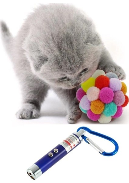 Ponponlu ve Çıngıraklı Kedi Oyun Topu + Lazer Kedi Oyuncağı