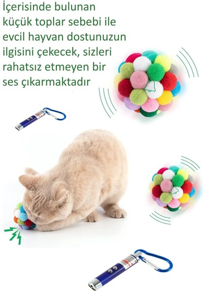 Ponponlu ve Çıngıraklı Kedi Oyun Topu + Lazer Kedi Oyuncağı indirimleri
