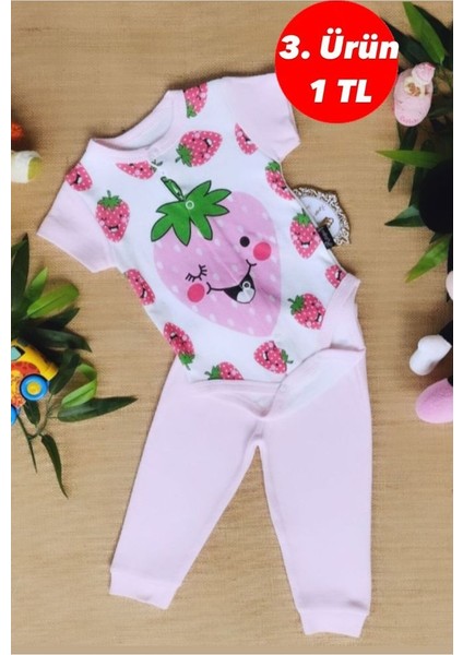 Sevimli Çilek Figürlü Ekonomik Yazlık Kız Badili Takım fırsatları