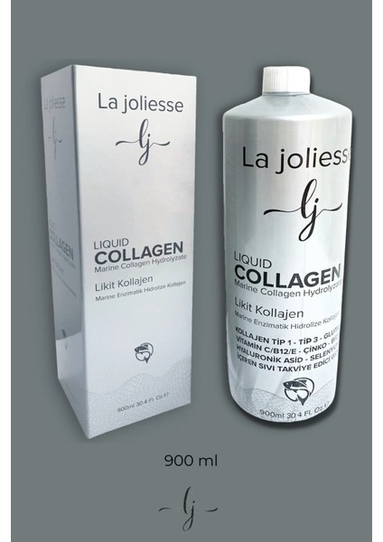 Liquid Collagen Hidrolize Balık Kollajeni 10.000 Mg Tip 1 /tip 3 Çinko Vitamin C, E, B12 Hyaluronik Asit 900 ml fiyatları