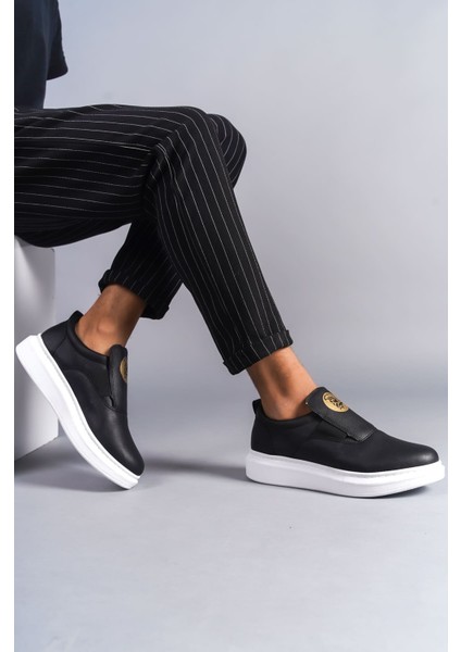Hippo Bağcıksız Cilt Erkek Günlük Sneaker Ayakkabı Bt Siyah