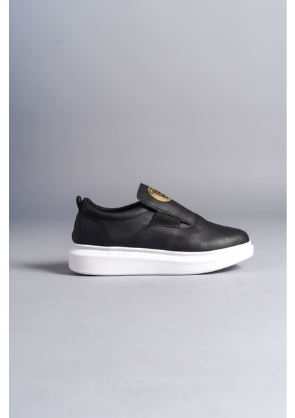 Hippo Bağcıksız Cilt Erkek Günlük Sneaker Ayakkabı Bt Siyah