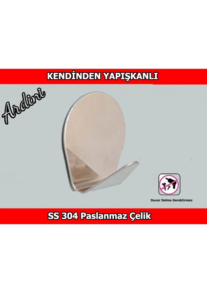 4 Adet Kendinden Yapışkanlı Paslanmaz Çelik Banyo & Mutfak Askısı