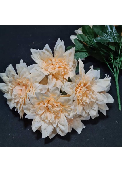 7li Yıldız Demet Yeni (Kısa Saplı) 31 cm Turuncu Beyaz (Yapay Çiçektir)