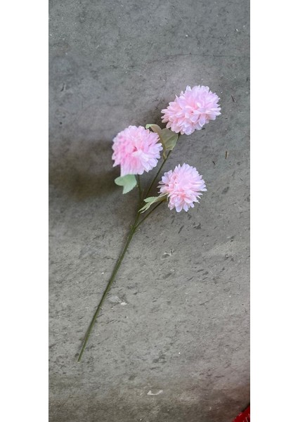 Tek Dal 3 Kafalı Kasım Patı (Pompon) Açık Pembe (Yapay Çiçektir)
