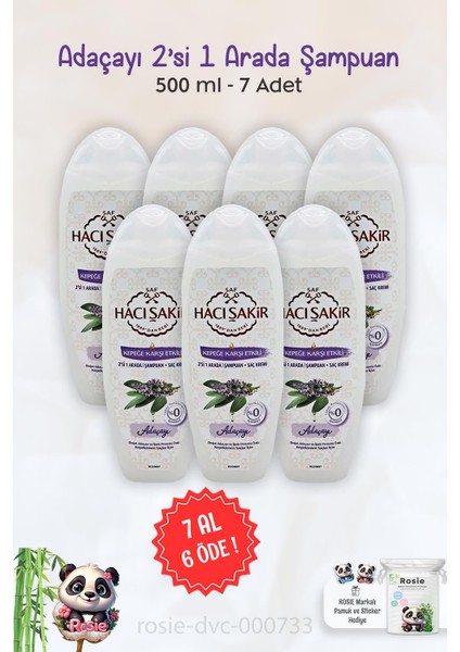 7 Al 6 Öde Hacı Şakir Adaçayı 2si 1 Arada Şampuan Kepeğe Karşı 500 ml ve Rosıe