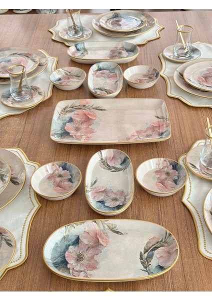Kahvaltı Takımı 45 Parça 6 Kişilik Pink