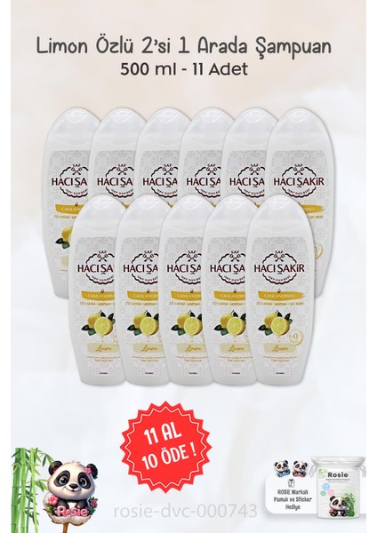 11 Al 10 Öde Hacı Şakir Limon 2si 1 Arada Şampuan Canlandırıcı 500 ml ve Rosıe