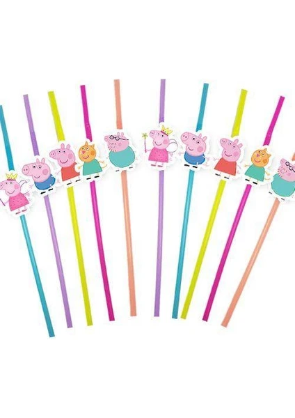 Parti Dükkanım Peppa Pig Artistik Pipet 10 Adet