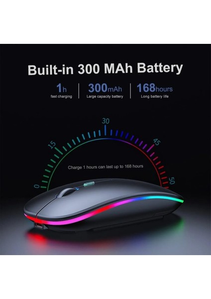 PG-9009 LED Işıklı Şarjlı Kablosuz Mouse