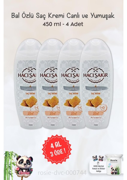 4 Al 3 Öde Hacı Şakir Bal Saç Kremi Canlı ve Yumuşak Saçlar 450 ml ve Rosıe fiyatları