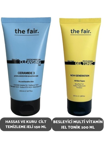 The Fair. Hassas ve Kuru Cilt Temizleme Jeli 150 ml ve Besleyici Multi Vitamin Jel Tonik 100 ml