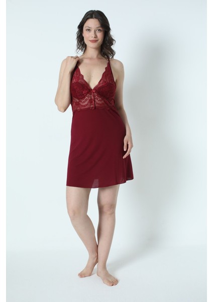 9620 Kadın Çeyizlik Dantelli Penye 6'lı Set -Bordo fiyatları