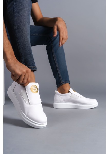 Hippo Bağcıksız Cilt Erkek Günlük Sneaker Ayakkabı Bt Beyaz