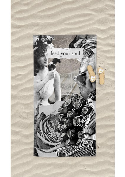 Renkli Gazete Desenli Baskılı Plaj Deniz Havlusu