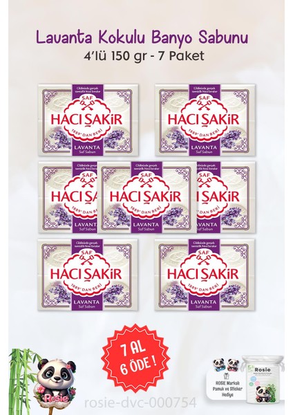7 Al 6 Öde Hacı Şakir Lavanta Kokulu Banyo Sabunu 4 x 150 gr ve Rosıe