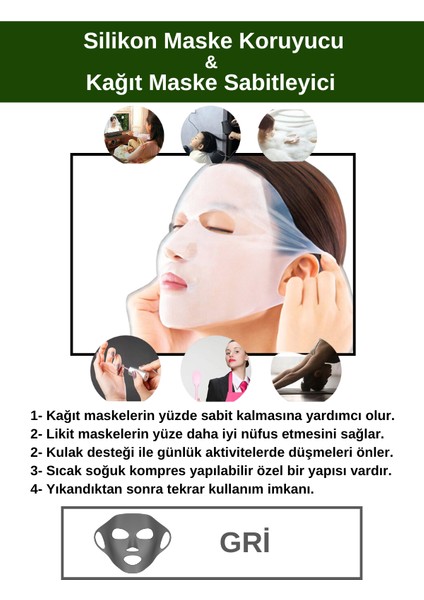 - Yüz Maskesi Koruyucu & Sabitleyici - Kağıt Maske Sabitleyici - Gri