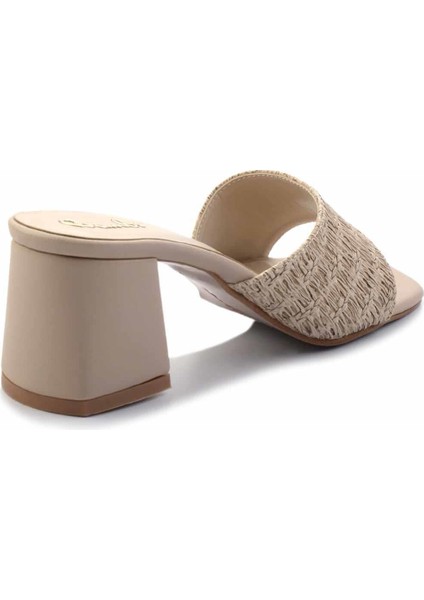 Kadın Terlik Platform Topuk Bej Renk Suni Deri Günlük Kullanım İçin Rahat fırsatları