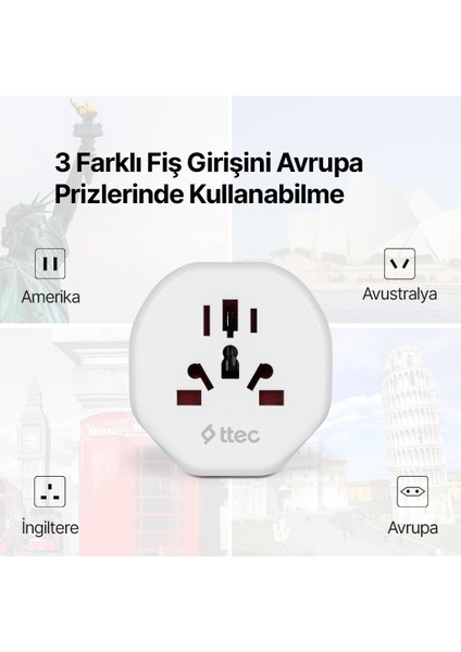 Avrupa – Amerika/ingiltere Seyahat Adaptörü