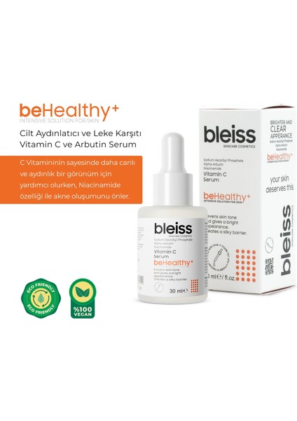 beHealthy + Cilt Aydınlatıcı ve Leke Karşıtı Vitamin C ve Arbutin Serum