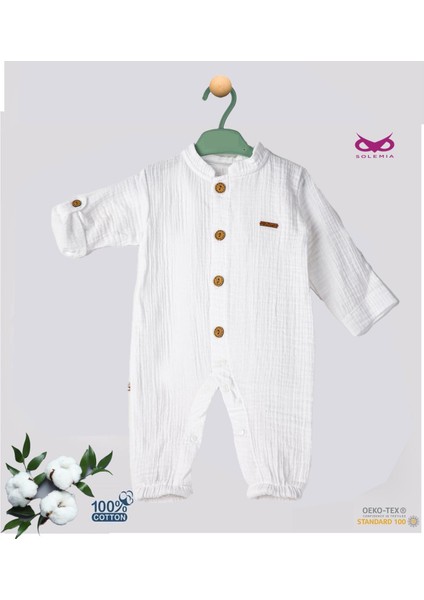 Organik Pamuklu Müslin Bebek Tulumu - Eoko-Tex Sertifikalı