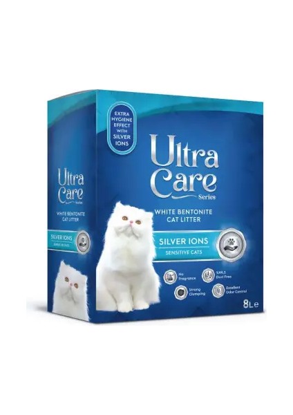 Ultra Care Silver Ion Gümüş Iyonlu Topaklanan Kedi Kumu 8 Lt