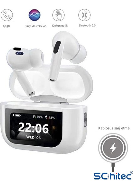 A88 Pro OLED Ekranlı Anc/enc Destekli 5.0 Beyaz Bluetooth Kulaklık Beyaz modelleri