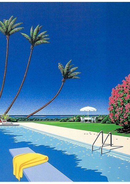 Hiroshi Nagai Mavi Tablo Ahşap Poster Dekoratif