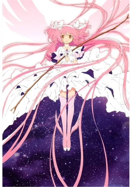 Puella Magi Madoka Magica - Kaname Madoka Tablo Ahşap Poster Dekoratif