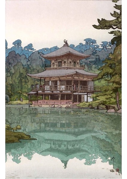 Yoshida Hiroshi - Altın Köşk - Kinkaku Tablo Ahşap Poster Dekoratif