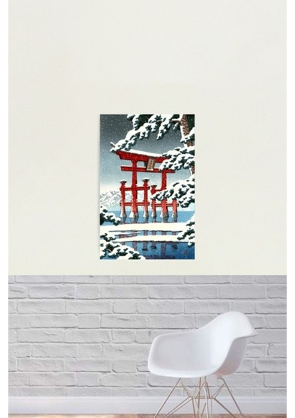 Karda Miyajima Mabedi, Kawase Hasui Tablo Ahşap Poster Dekoratif