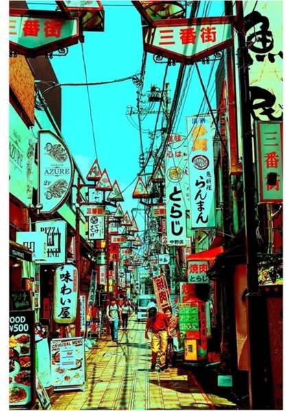Japonya'nın Husselling Pazarı Tablo Ahşap Poster Dekoratif