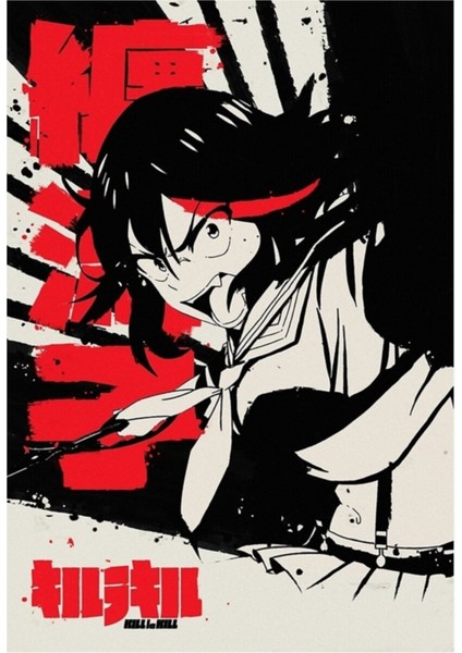 Ryuko Matoi Kill La Kill Japanese Ink Tablo Ahşap Poster Dekoratif