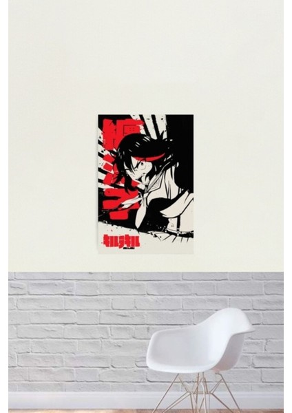 Ryuko Matoi Kill La Kill Japanese Ink Tablo Ahşap Poster Dekoratif