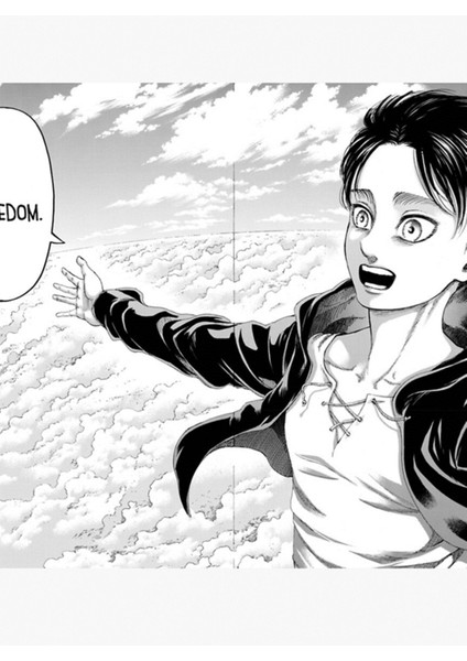 "özgürlük" - Eren Yeager Manga Titan'a Panel Saldırısı Tablo Ahşap Poster Dekoratif