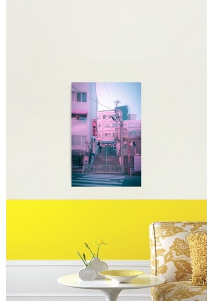 Vaporwave Estetik Tokyo Pembe Japonya Citypop Lofi Karamsar Vibe Tablo Ahşap Poster Dekoratif