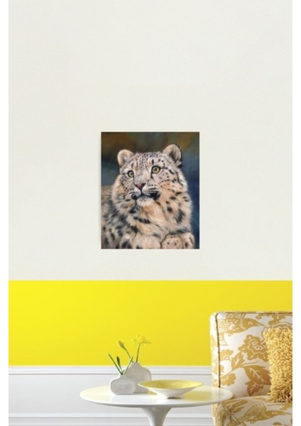 Genç Kar Leoparı Portre Tablo Ahşap Poster Dekoratif fiyatları